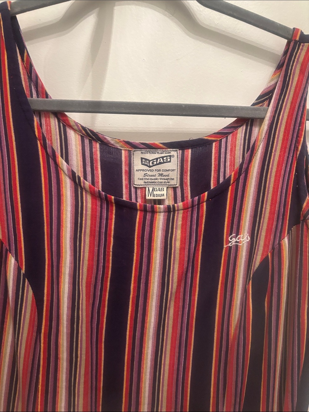 GAS Jeans Italian Striped Scoop Neck cotton tunic 100% cotton.  Vintage